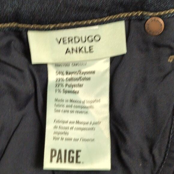 NWT Paige Verdugo Ankle in Attica Dark Wash 5 Pocket Skinny Jeans Size 28 - Picture 11 of 14